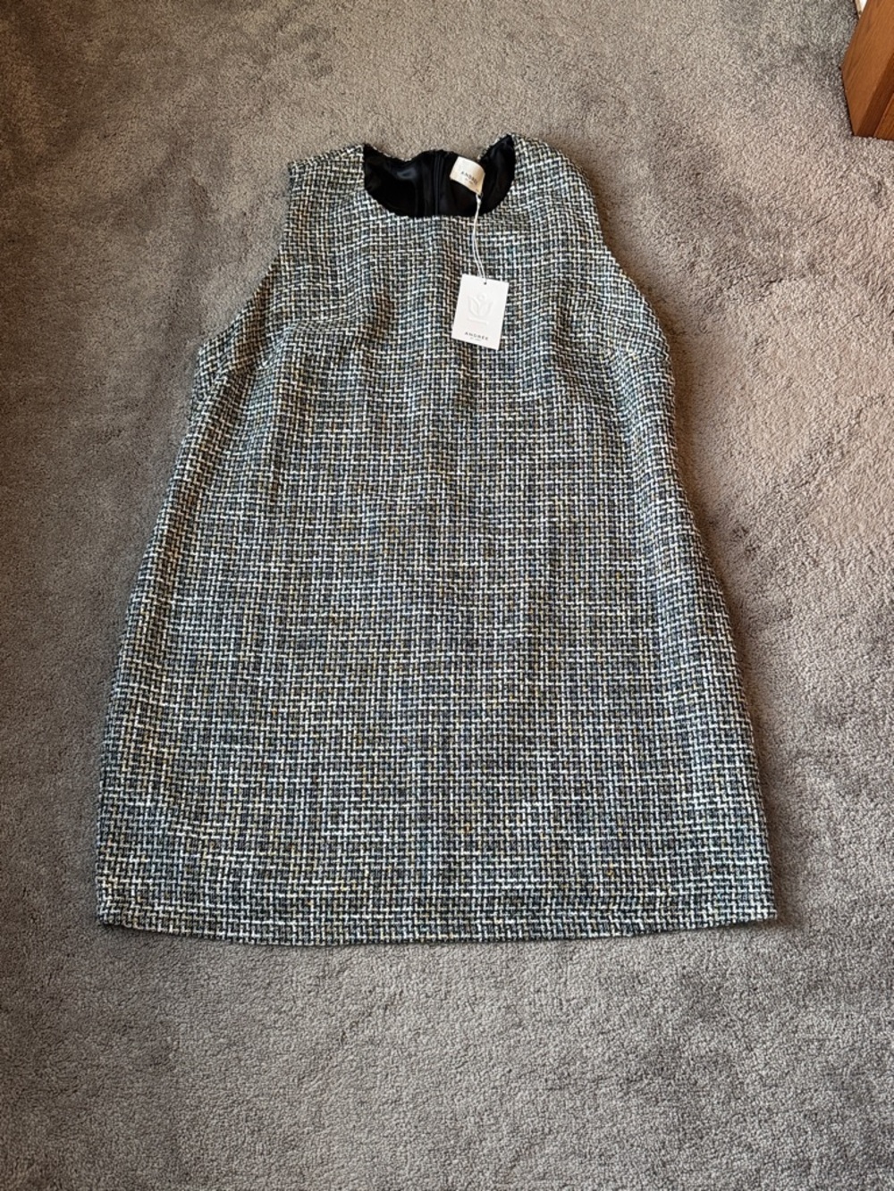 Andrรฉe by Unit Tweed Sleeveless Shift Dress Black White Textured SIZE 2X
